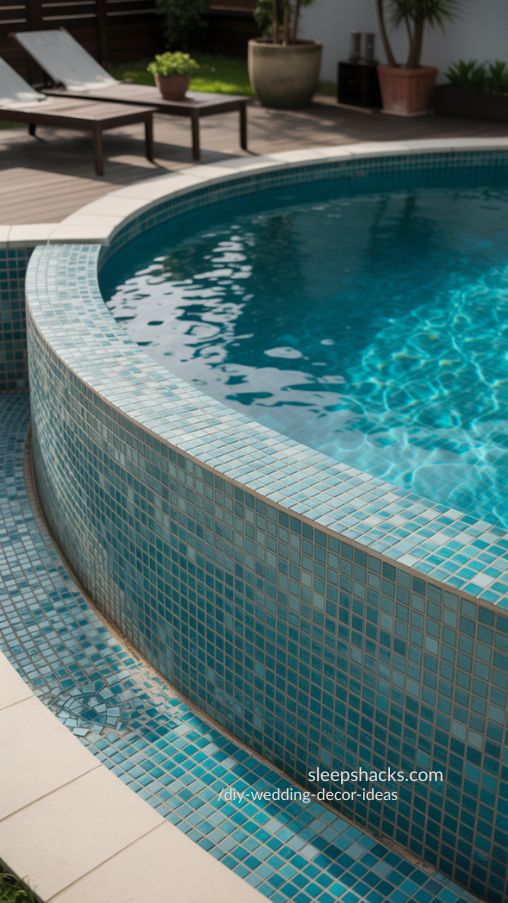 Elegant Above-Ground Pool with Mosaic Tile Accents