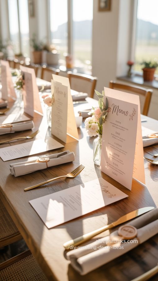 Elegant DIY Wedding Menus Styled for Cohesive Table Decor