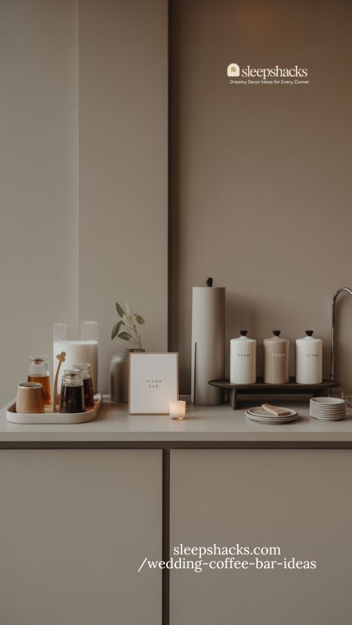 Elegant Minimalist Wedding Coffee Bar Idea