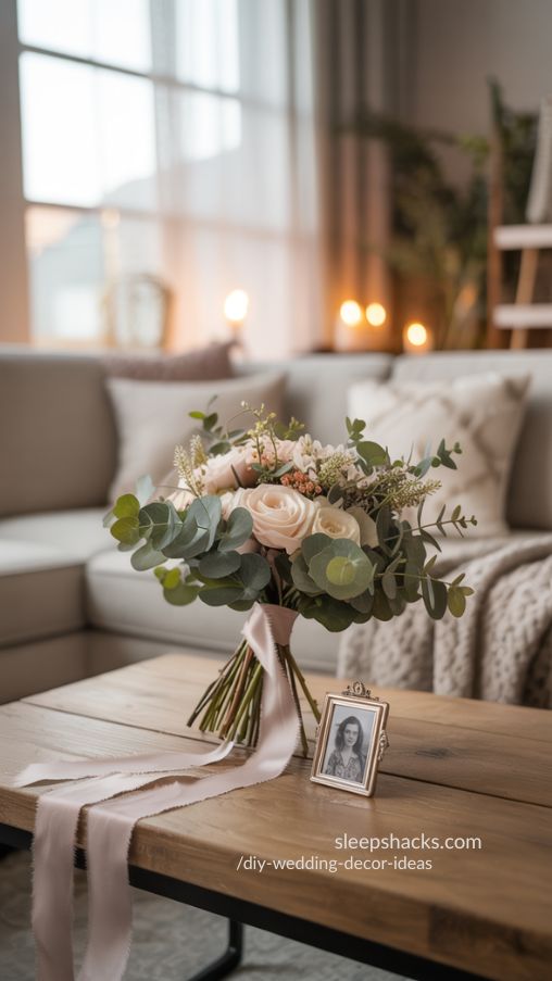 Elegant Tribute Wedding Bouquet with Meaningful Locket Detail