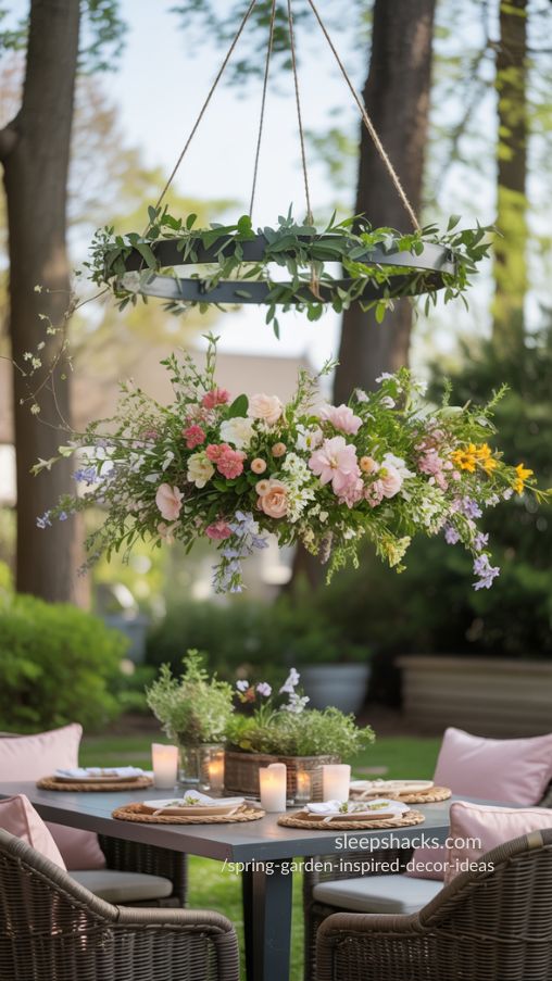 Floating Floral Chandeliers – Magical Spring Garden Entertaining