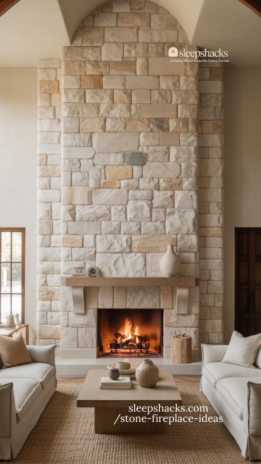 Floor to Ceiling Stone Fireplaces That Wow