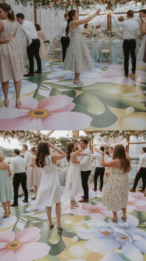 Flower-Printed Dance Floor for a Whimsical Spring Wedding