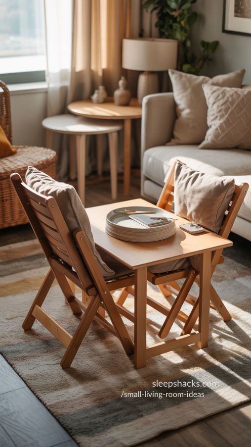Foldable and Nesting Furniture Maximizing Small Living Room Space