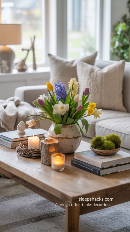 Fresh Floral Centerpieces for Spring Coffee Tables – Blooming Cozy Living Room Styling