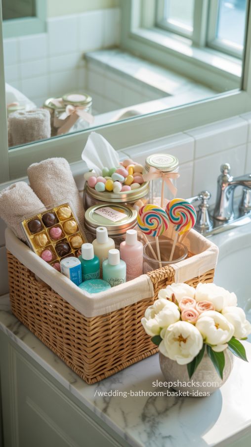 Fun and Sweet Mini Treats Wedding Basket Adding Playful Delights