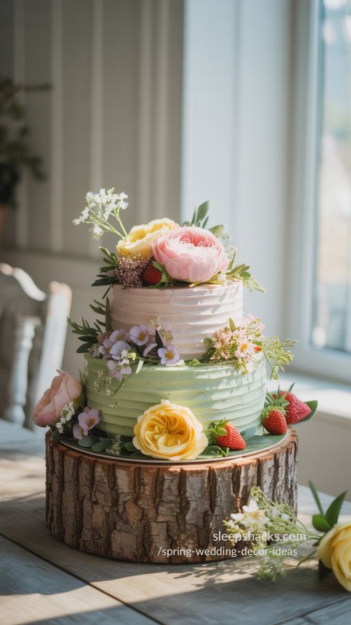 Garden-Inspired Wedding Cake with Floral Spring Details