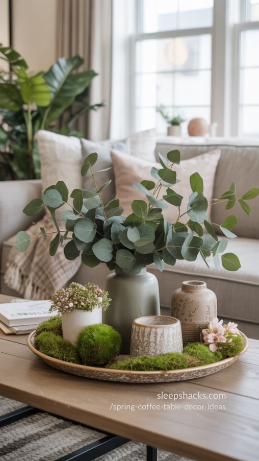 Greenery Galore: Silver Dollar Eucalyptus Styling – Fresh Spring Coffee Table Decor