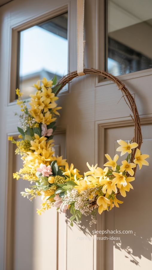 Half-Moon Forsythia Wreath – Bright & Modern Spring Decor