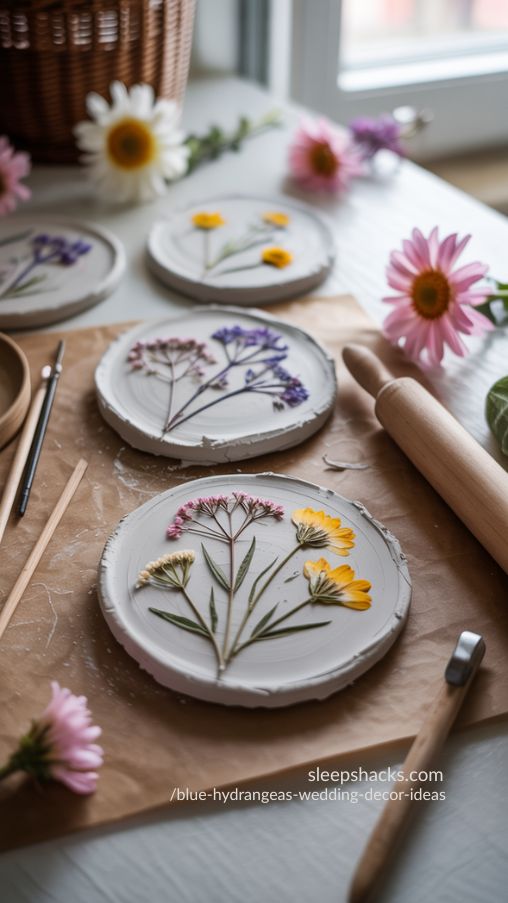 Handmade Air-Dry Clay Pressed Flower Plaques for Lasting Keepsakes