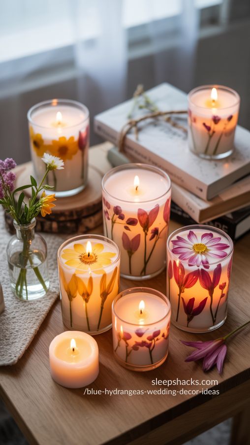 Handmade Pressed Flower Candles for Cozy Botanical Home Decor