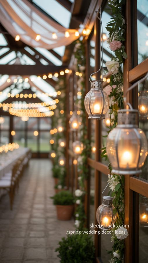Hanging Lanterns and Lights for a Magical Spring Wedding Ambiance