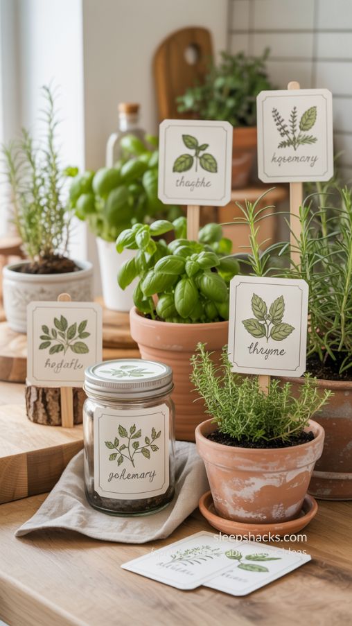 Illustrated Herb Garden Labels for a Cozy Spring Kitchen