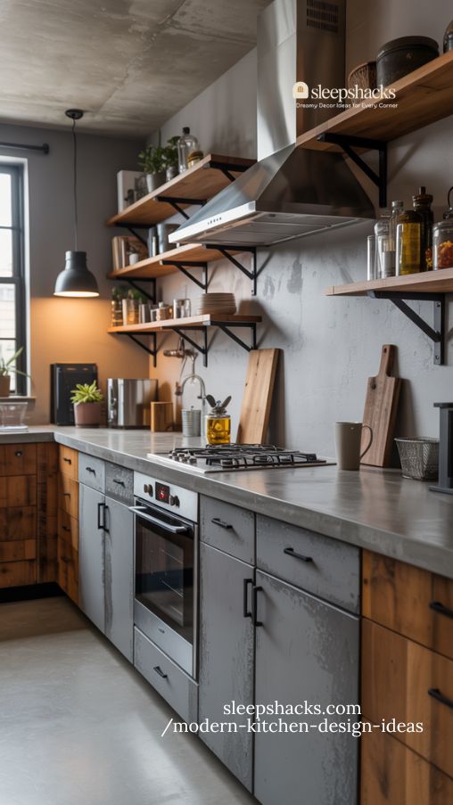 Industrial Modern Kitchen with Concrete and Metal
