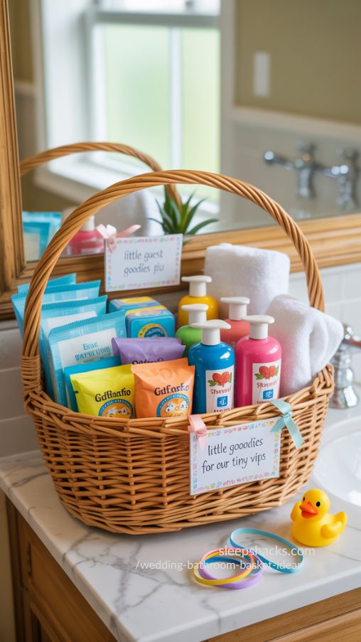 Kid-Friendly Bathroom Basket Catering to Young Guests
