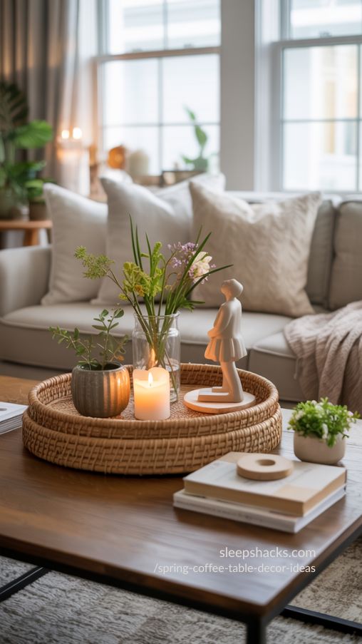 Layered Trays and Tabletop Styling Tips for Spring Coffee Tables – Cozy Living Room Decor