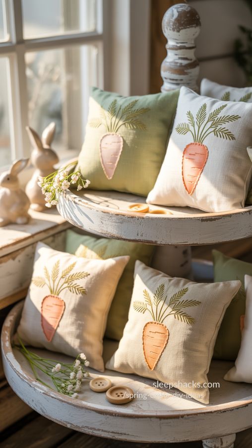 Mini Carrot Pillows Spring DIY Home Decor