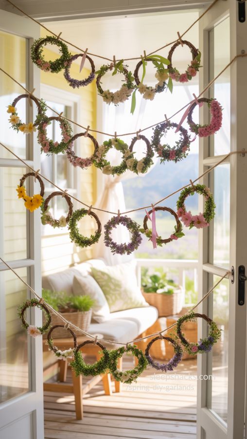 Mini Wreath Garland Adding Handmade Spring Charm to Walls or Porch
