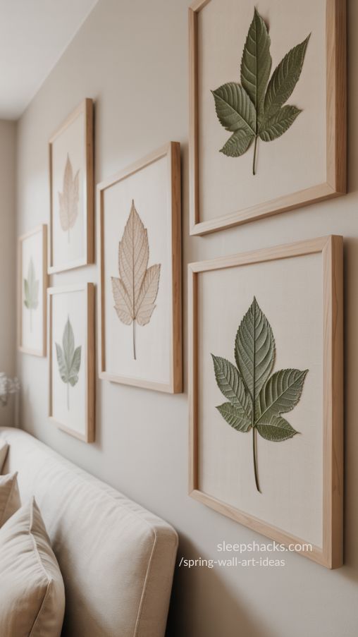 Minimalist Leaf Prints for Calm and Natural Spring Wall Art