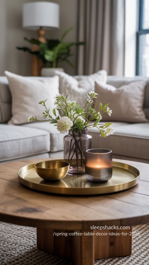 Mixed Materials with Metal Accents for Spring Coffee Table