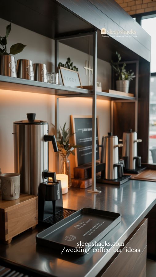 Modern Industrial Wedding Coffee Bar Designs