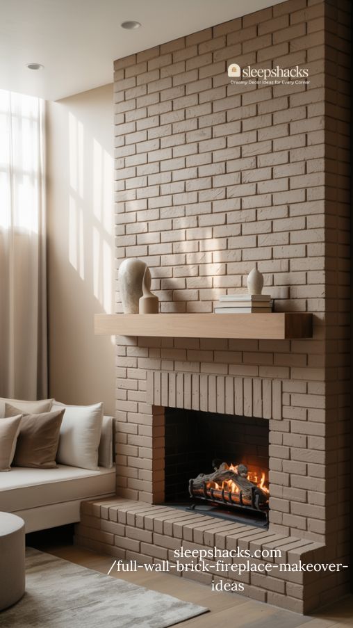 Modern Painted Brick Fireplace for a Full Wall Fireplace Makeover