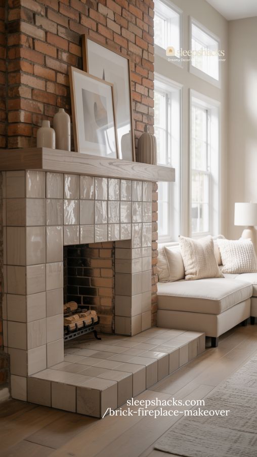 Modern Tile Surround Ideas for a Brick Fireplace Makeover