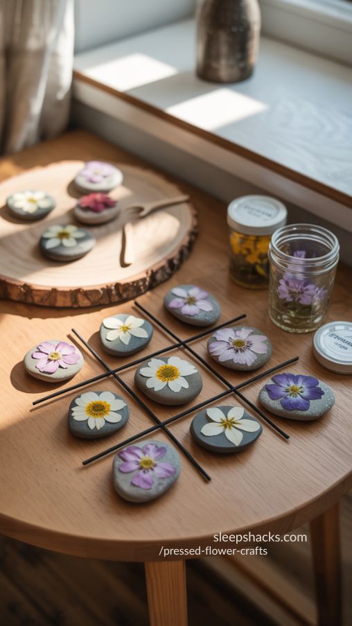 Nature-Inspired Pressed Flower Tic-Tac-Toe Game for Family Fun
