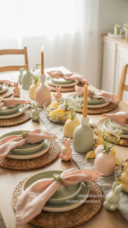 Pastel Spring Table Setting with Easter Accents