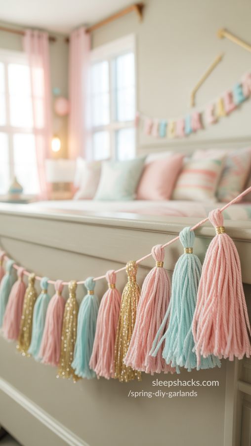 Pastel Tassel Garland Adding Playful Sophistication to a Spring Interior