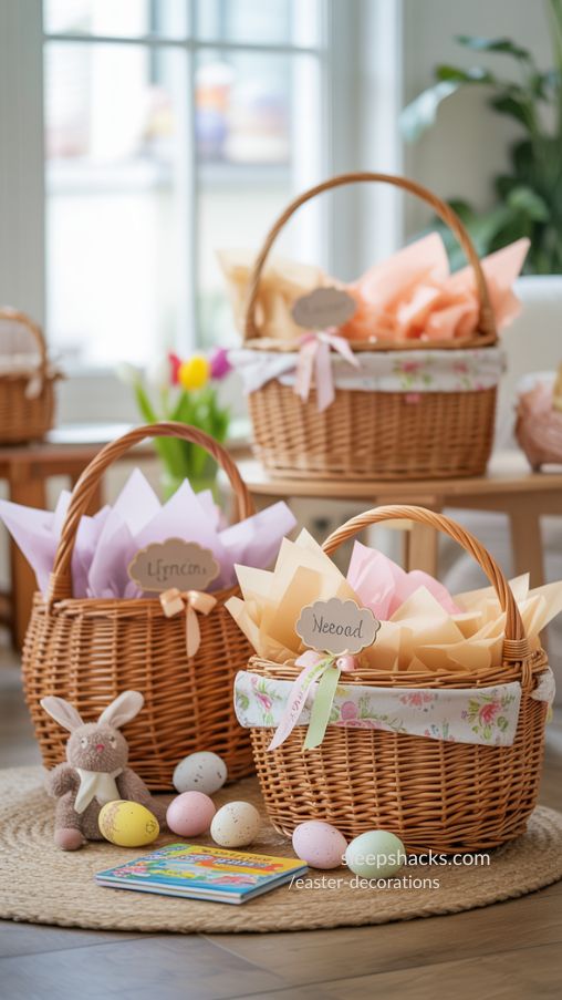 Personalized Easter Baskets with DIY Eggs and Spring Details