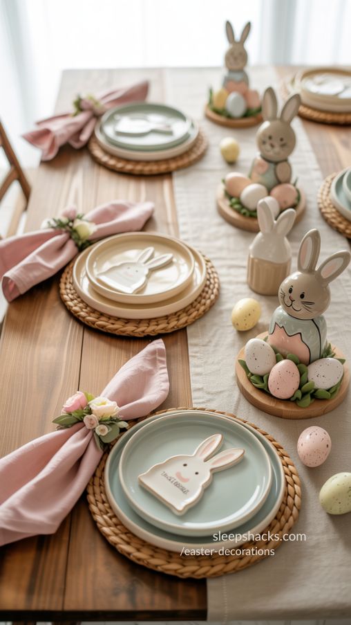 Personalized Easter Tableware with Bunny Napkin Styling