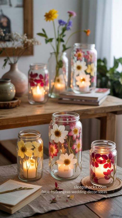 Pressed Flower Jar Lanterns for Cozy and Rustic Home Decor