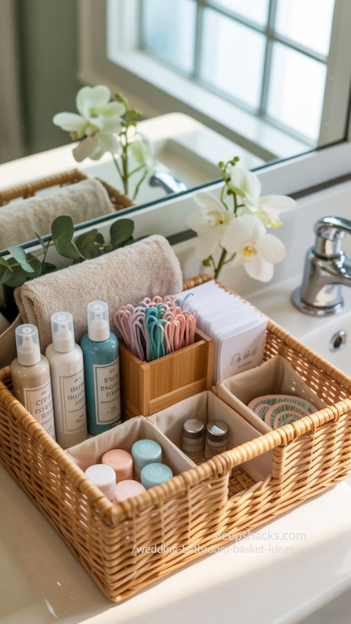 Quick Refresh Wedding Bathroom Basket Keeping Guests Comfortable