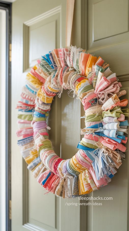 Rag Rug Spring Wreath – Colorful & Eco-Friendly Spring Decor