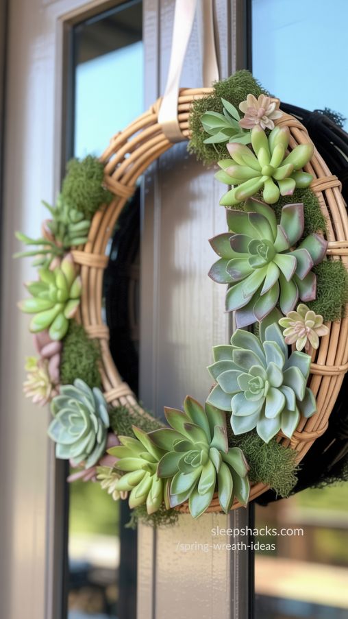 Rattan Succulent Wreath – Fresh & Modern Spring Decor