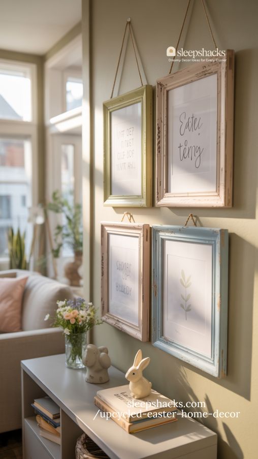 Recycled Frame Easter Wall Art in Soft Pastel Colors