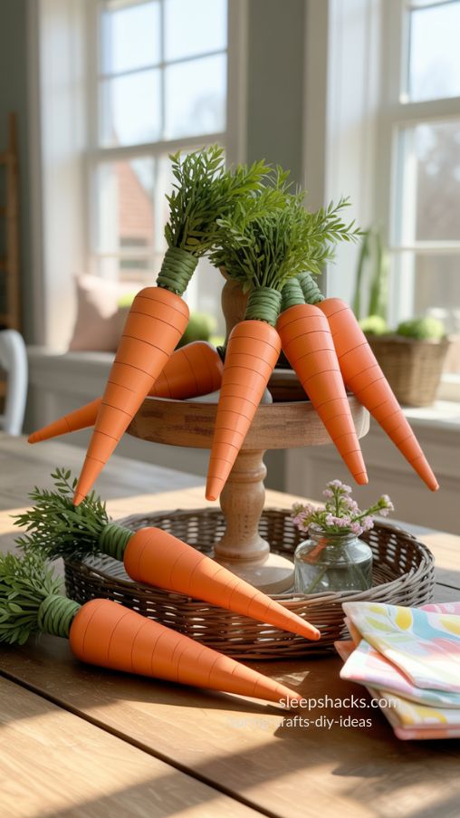 Repurposed Wooden Spindle Carrots Spring DIY Home Decor