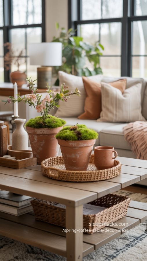 Rustic Terracotta Accents and Organic Textures – Cozy Spring Coffee Table Styling