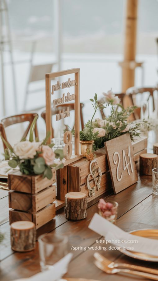 Rustic Wooden Elements for Warm Spring Wedding Decor