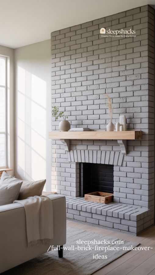 Scandinavian Minimalist Brick Fireplace Makeover for a Serene Living Room