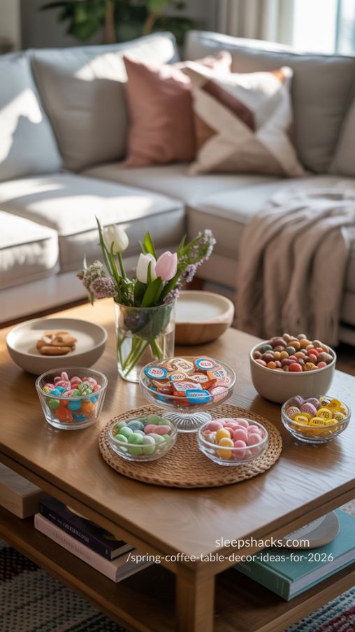 Seasonal Candies and Edibles for Spring Coffee Table