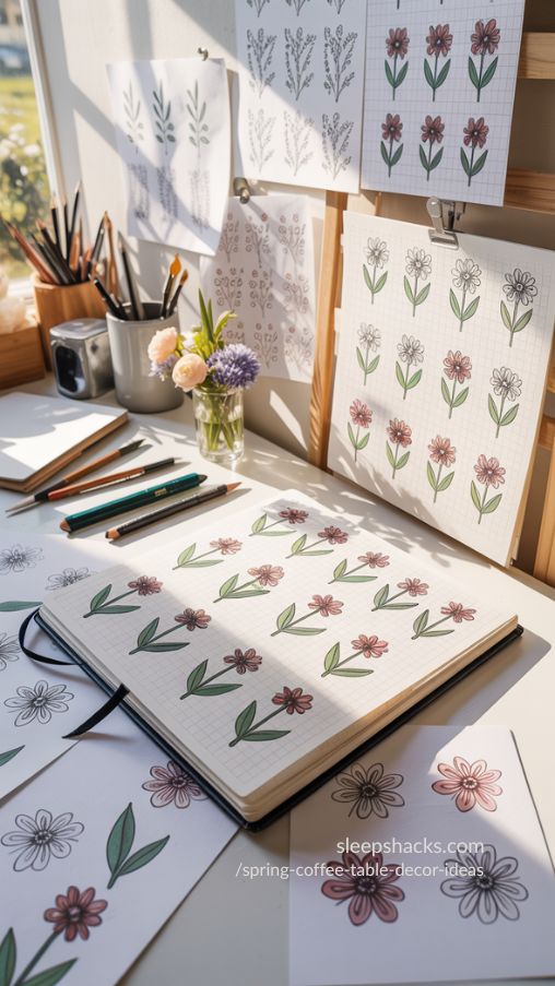 Seasonal Flower Pattern Sketches for Spring Botanical Inspiration