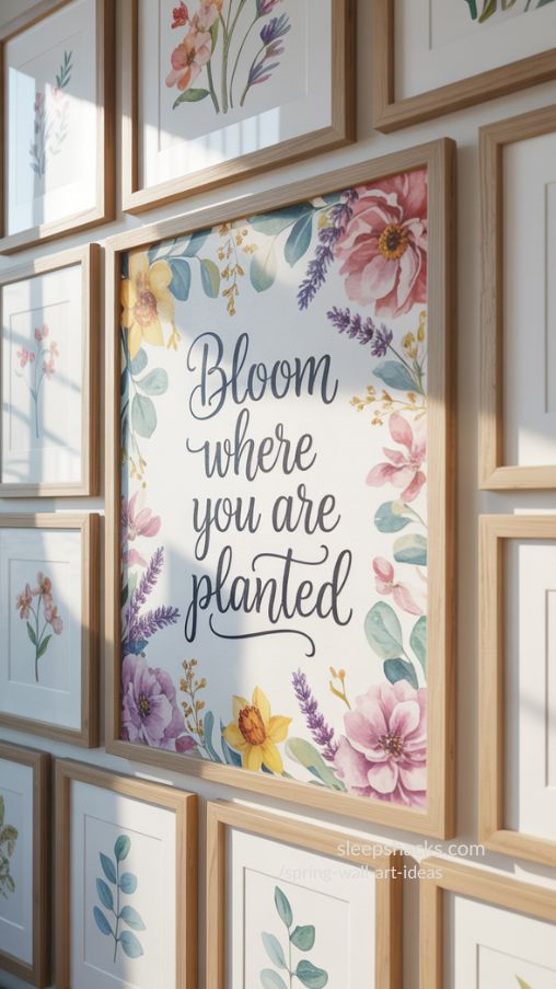 Seasonal Quote Canvas with Spring Florals for Uplifting Wall Art