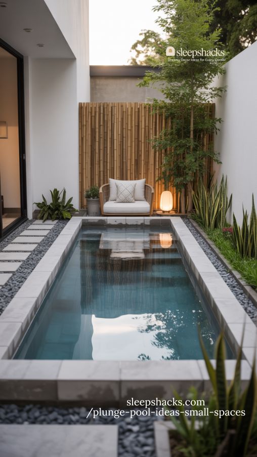 Sleek Minimalist Zen Plunge Pool Backyard Retreat