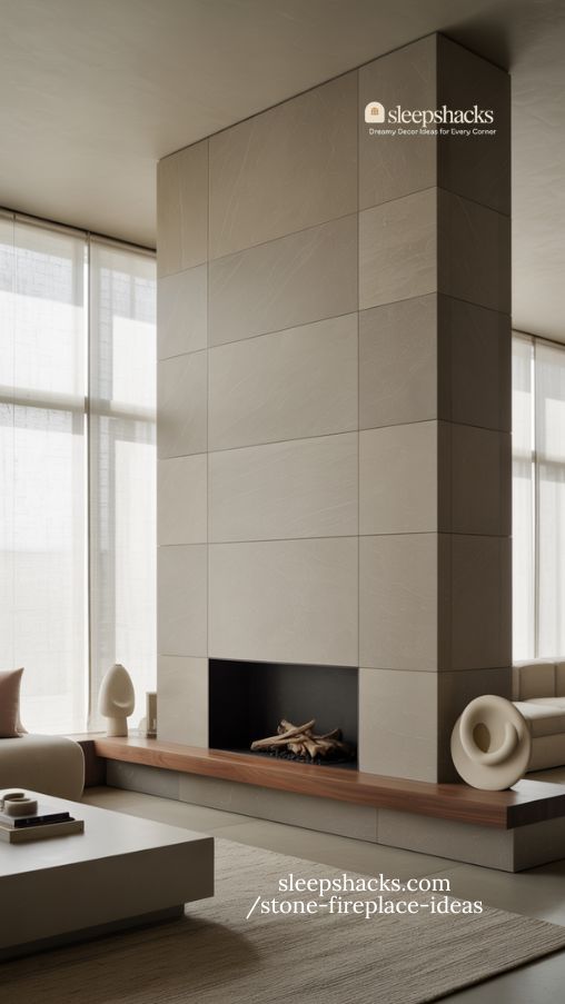 Sleek Modern Stone Fireplace Ideas for Minimalist Living Rooms
