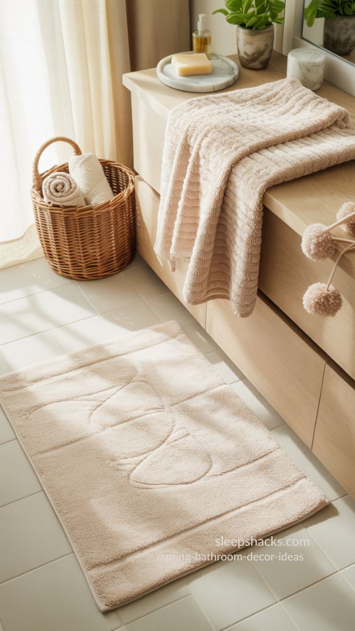 Spring Bathroom Decor Ideas with Layered Textures for Cozy Appeal