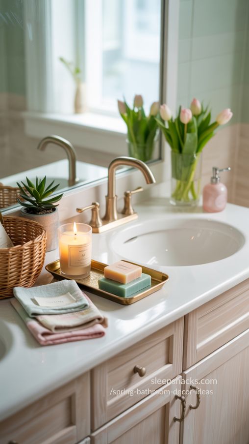 Spring Bathroom Decor Ideas with Metallic Accents