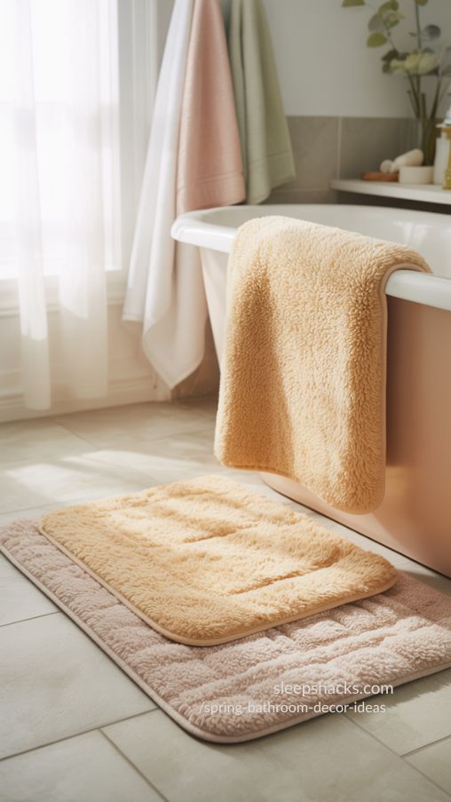 Spring Bathroom Decor Ideas with Plush Spa-Like Bath Mats