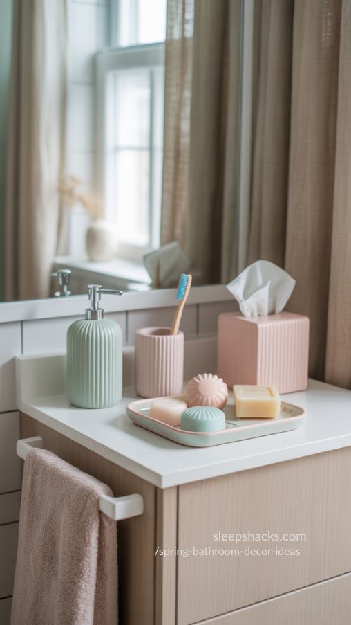 Spring Bathroom Decor Ideas with Soft Pastel Accessories